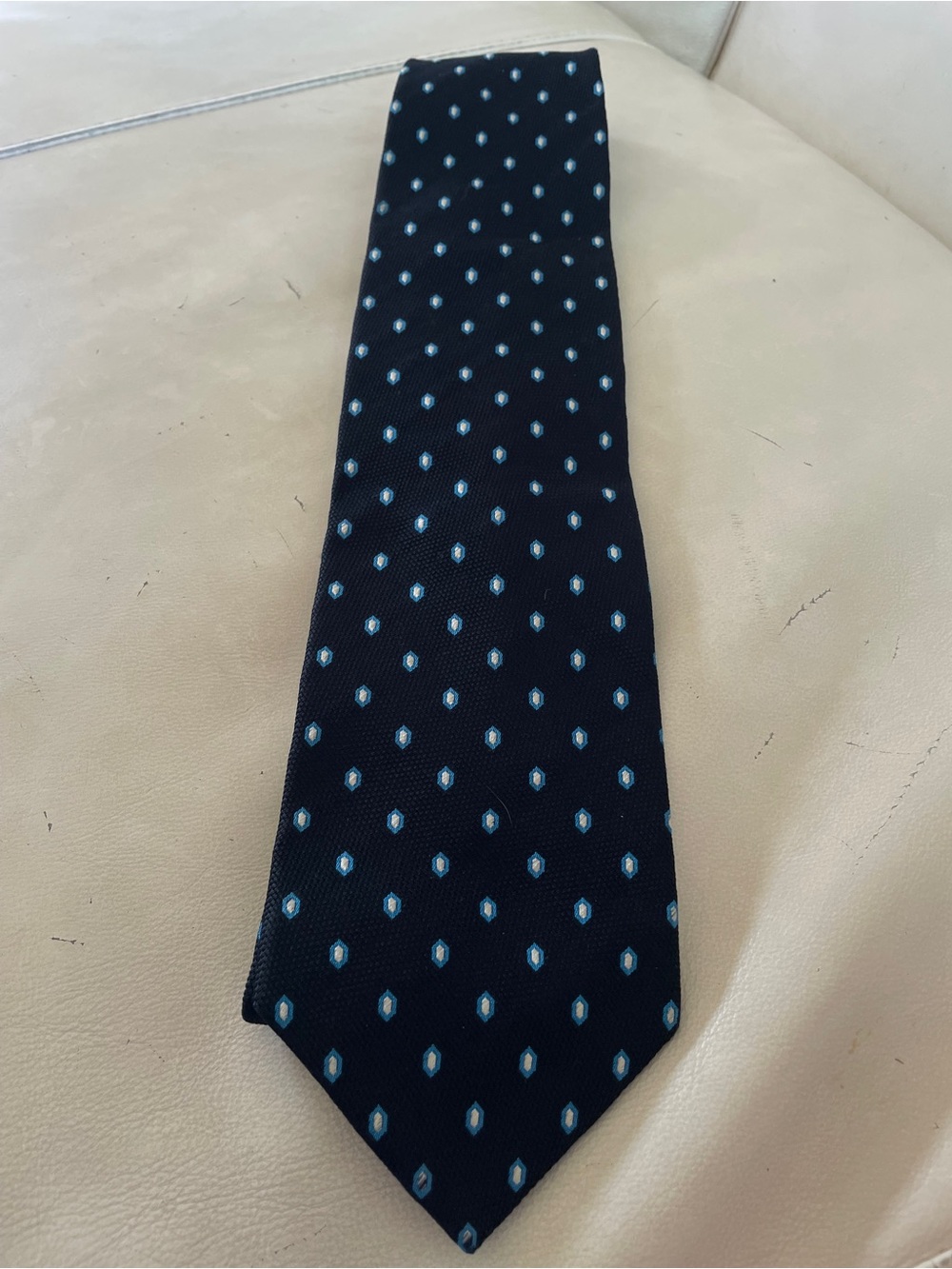 Dior Navy Tie with Light Blue Dot Medallions
